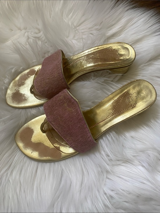kate spade Shoes - Kate Spade Gold and Dusty Rose Slide Sandals